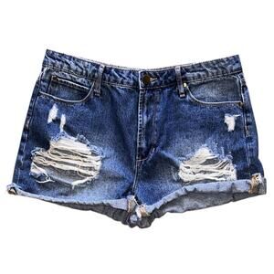 Articles of Society Meredith Distressed High-Rise Cutoff Denim Shorts 29X3